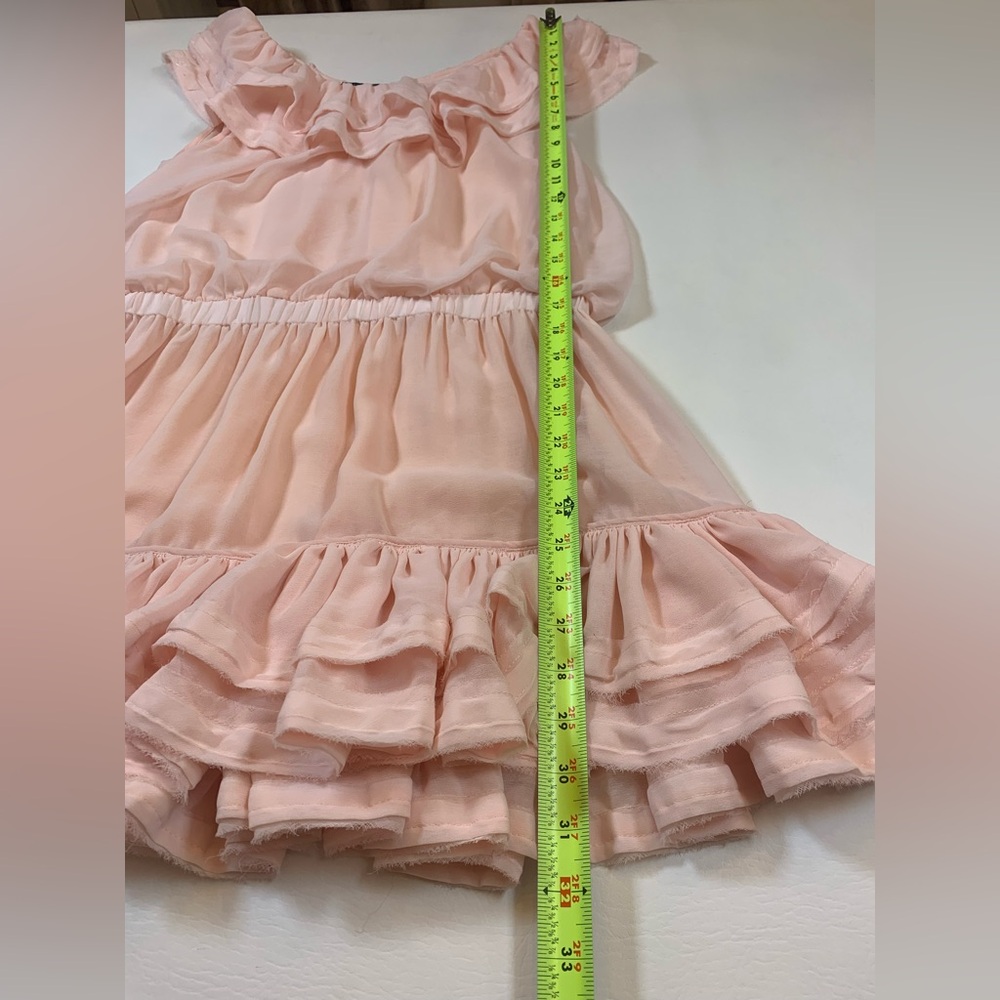 Janet Paris pink ruffled mini A line dress medium multiple layers barbie (bin L) - Picture 5 of 8